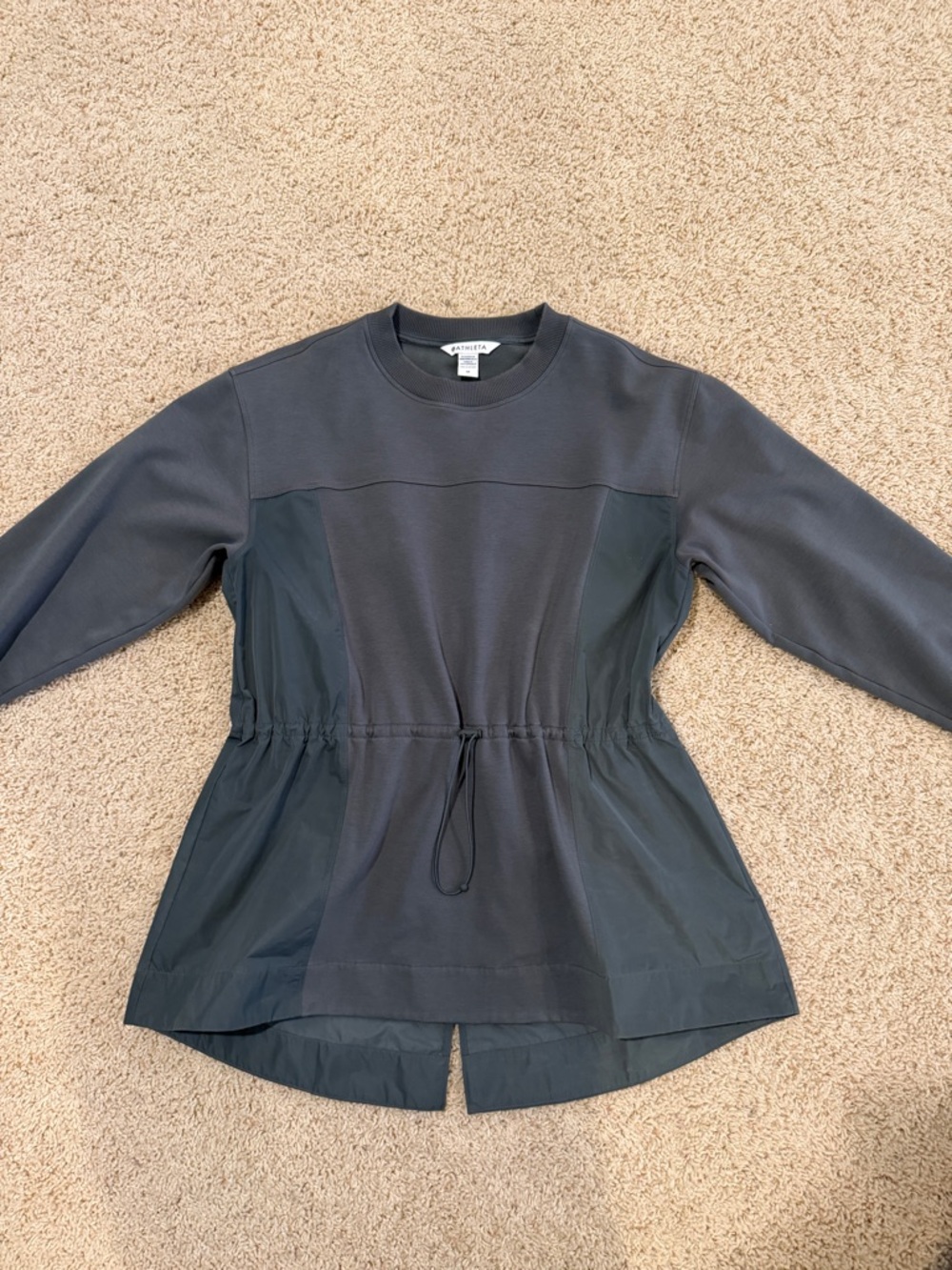 Athleta Mixed-Media Drawstring Waist Sweatshirt